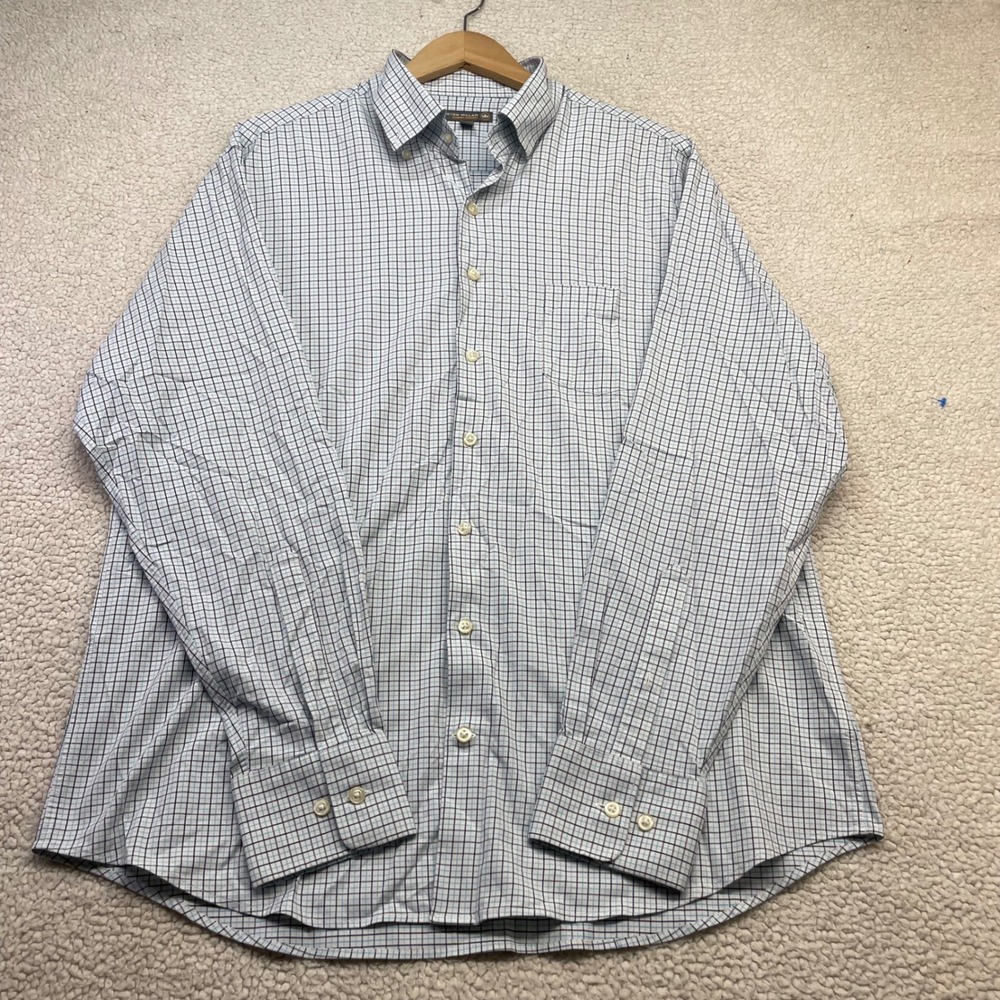 Peter Millar Shirt Mens XL Blue MS18EW15BL Summer Comfort Check Button Down